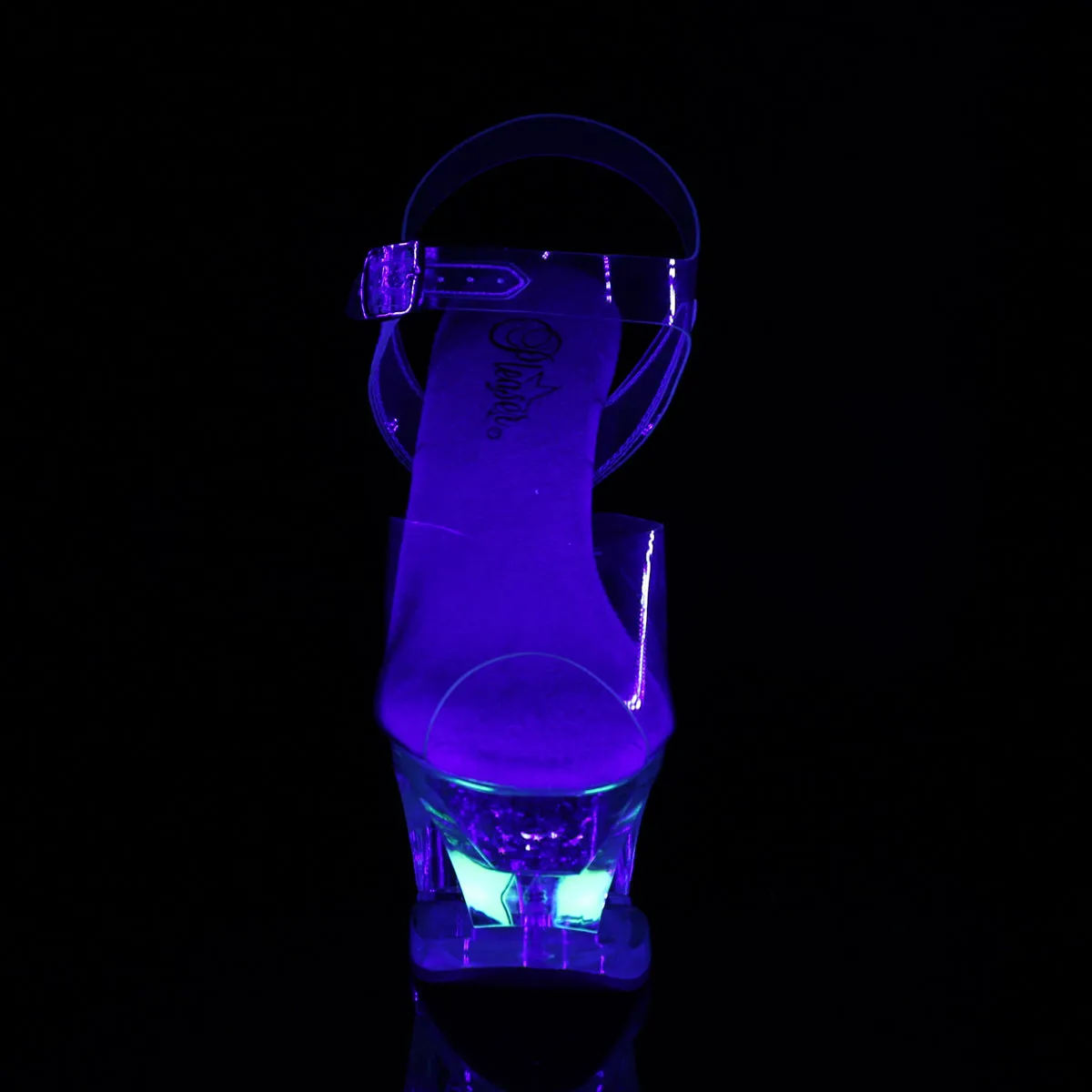 MOON-708RSS Pleasers 7 Inch Heel Clear  Stripper Platforms High Heels