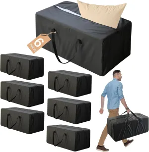 Moving Bags Heavy Duty with Strong Zipper & Handles, Sturdy Clothes Storage Bags , Packing Bags Totes, 6 Pack, Black