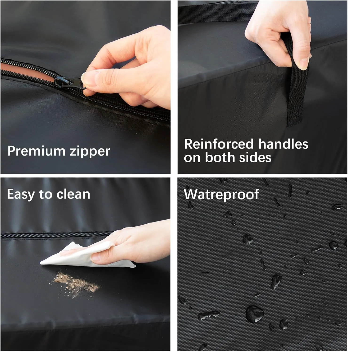 Moving Bags Heavy Duty with Strong Zipper & Handles, Sturdy Clothes Storage Bags , Packing Bags Totes, 6 Pack, Black