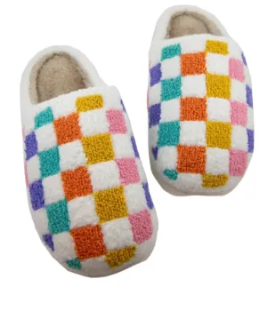 Multicolored Checkered Slippers