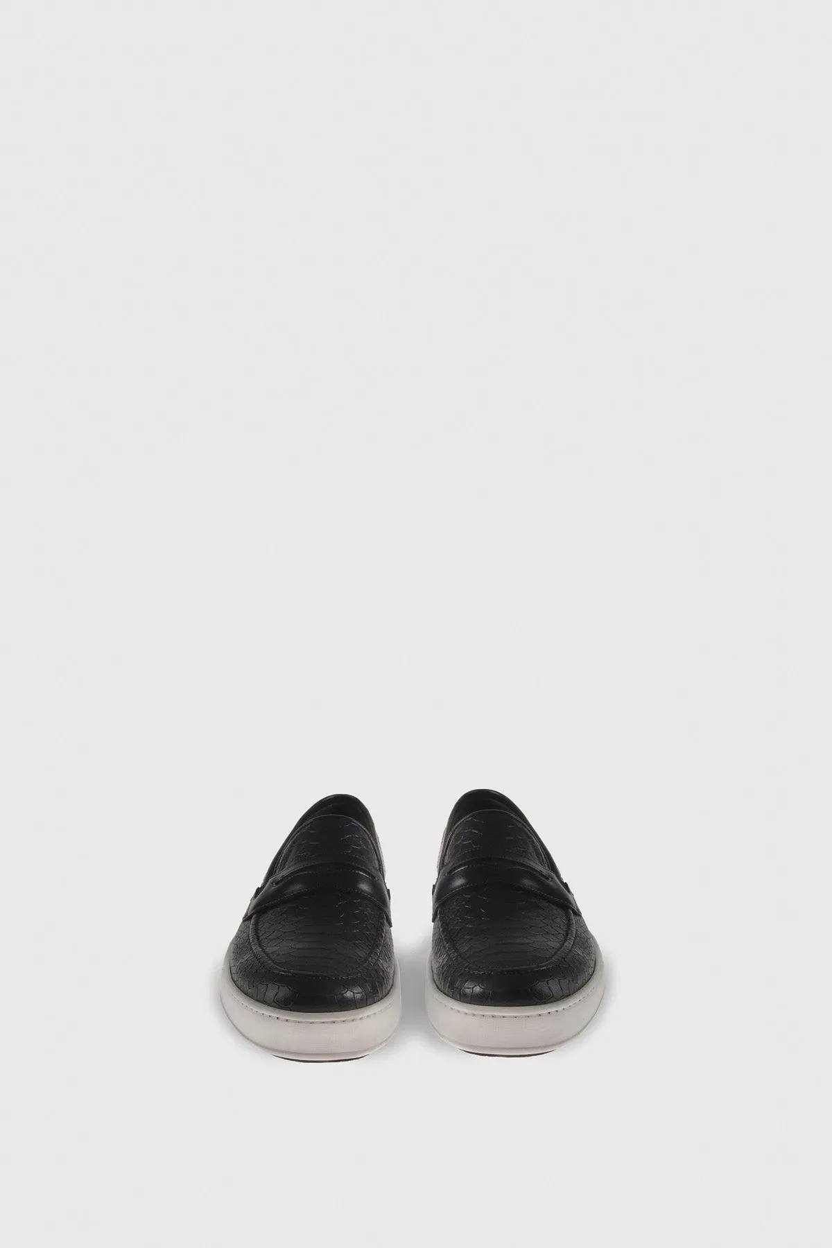 Python Pattern Genuine Leather Men's Black Shoes