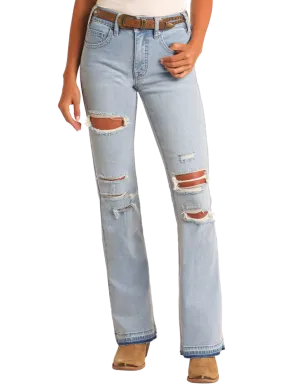 Rock & Roll Women's Distressed High Rise Bootcut Jeans