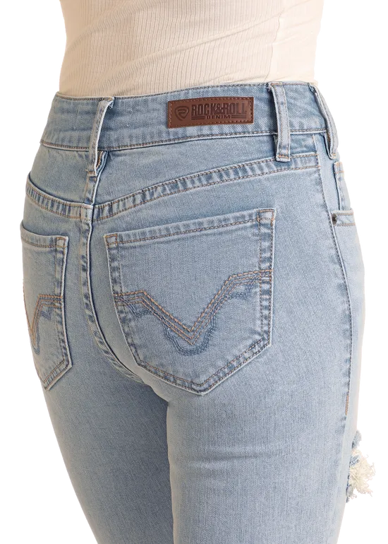 Rock & Roll Women's Distressed High Rise Bootcut Jeans