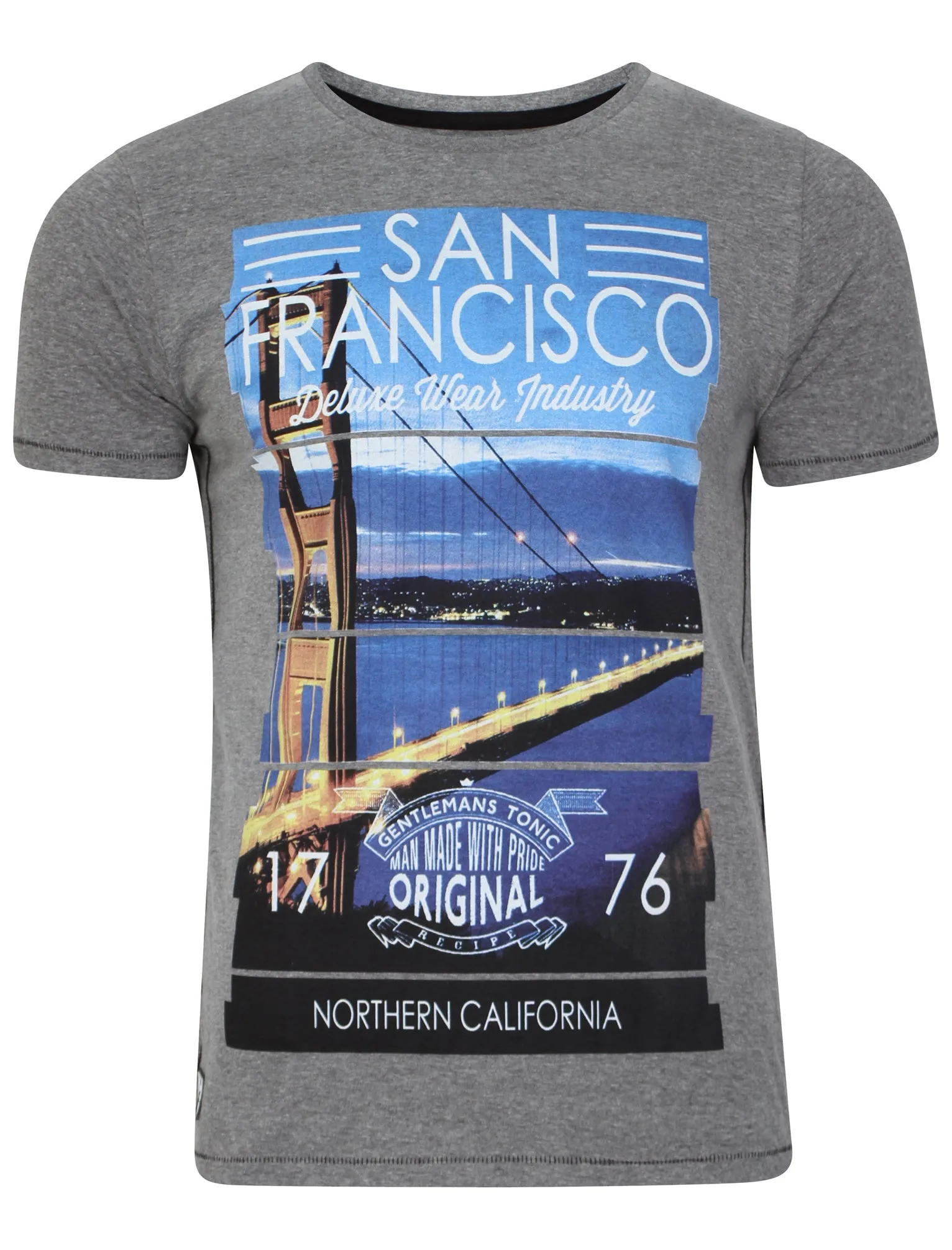 San Fran Motif T-Shirt in Mid Grey Marl - Dissident