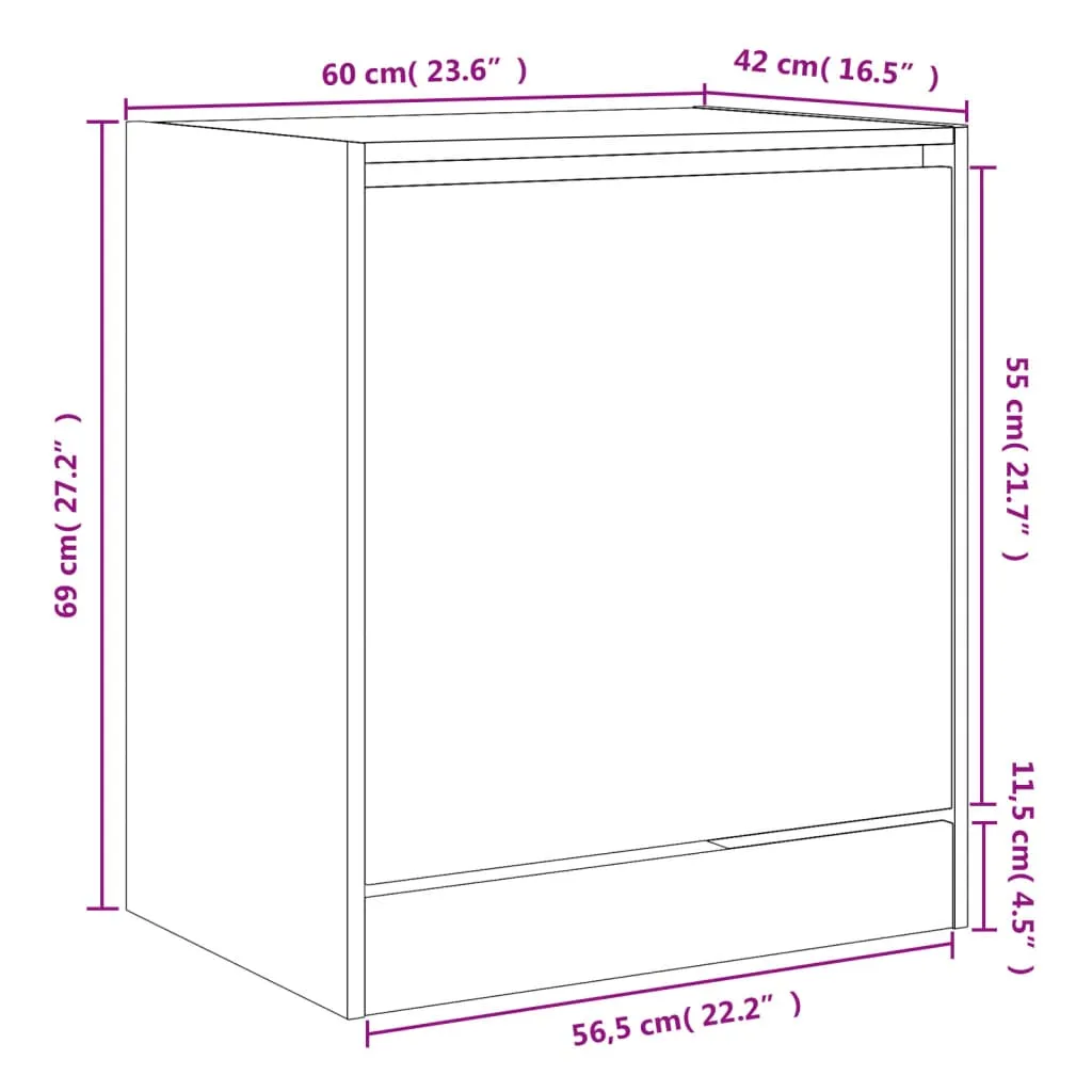 Shoe Cabinet Brown Oak 60x42x69 cm Engineered Wood