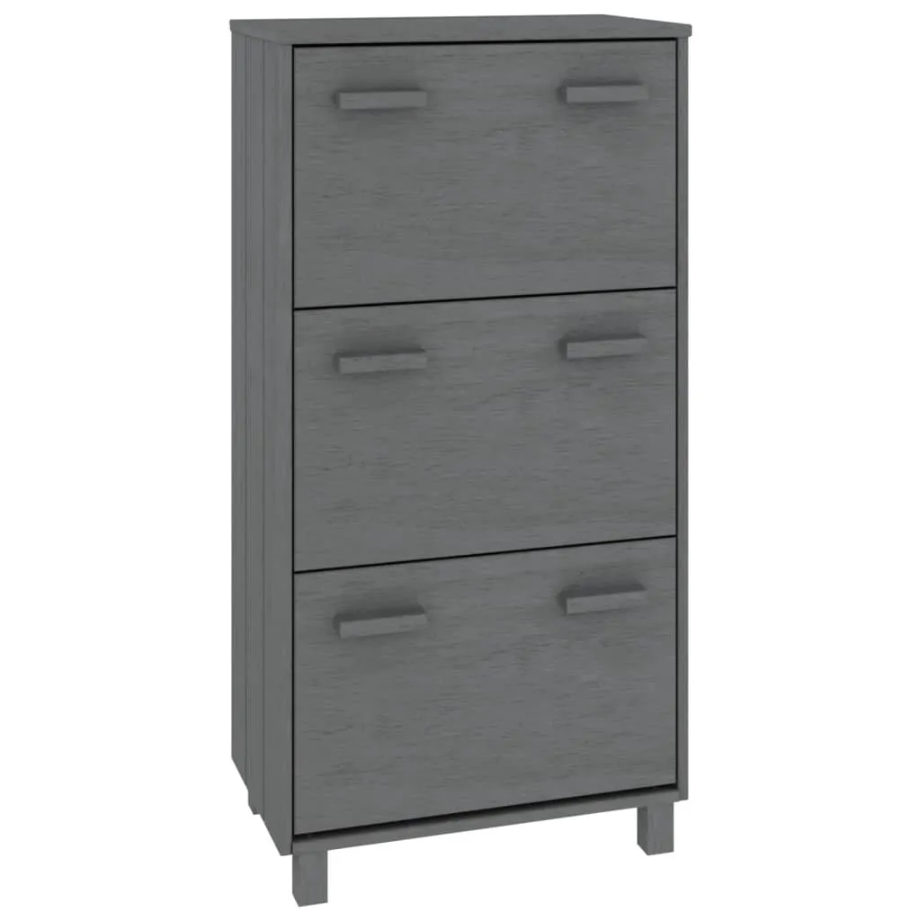 Shoe Cabinet HAMAR Dark Grey 59.5x35x117 cm Solid Wood Pine