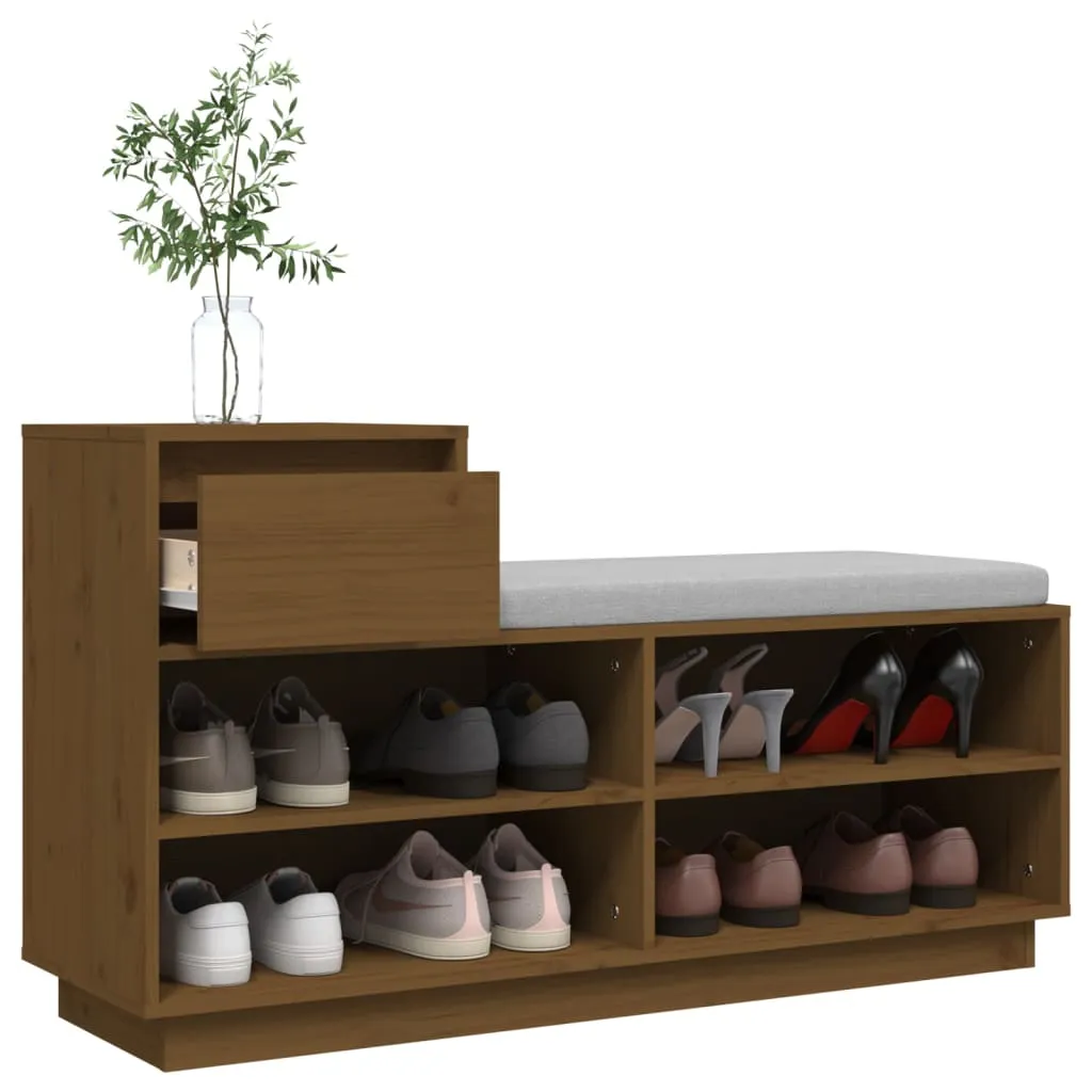 Shoe Cabinet Honey Brown 110x34x61 cm Solid Wood Pine