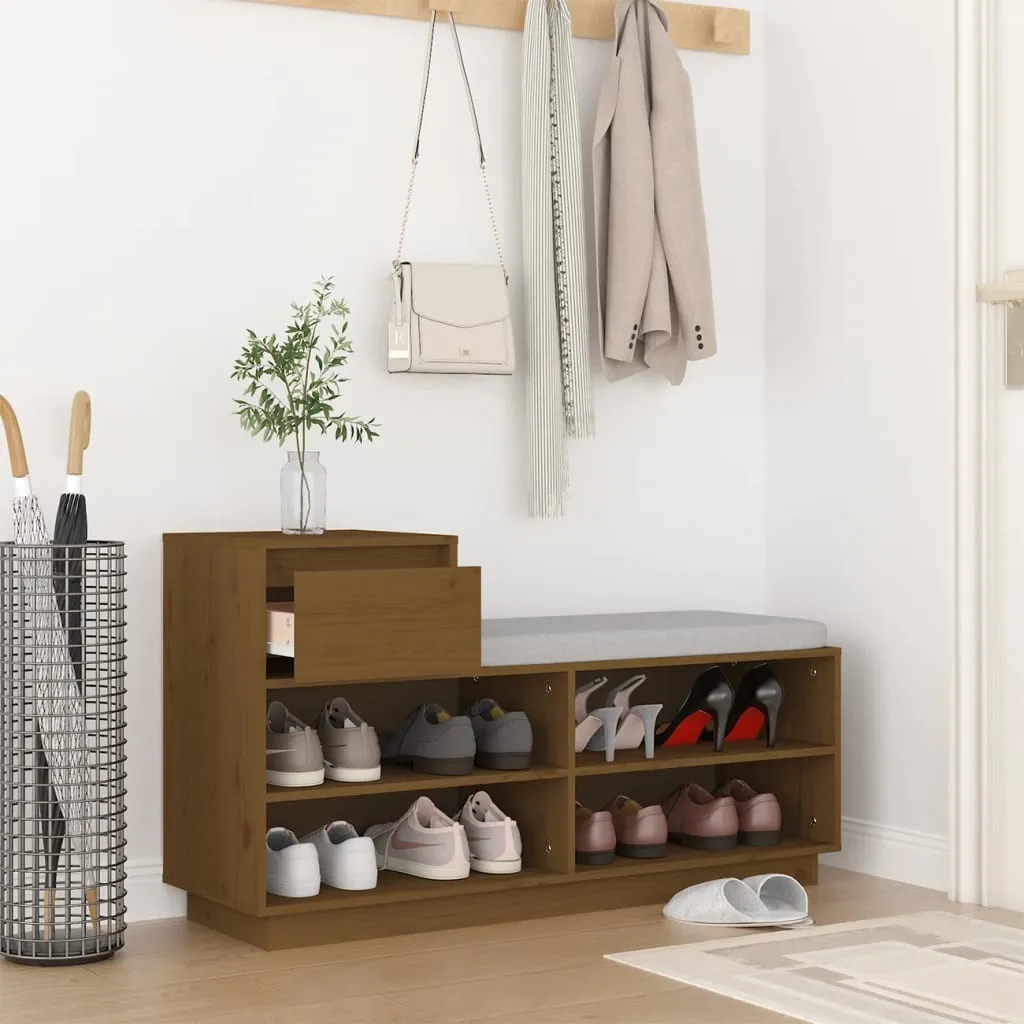 Shoe Cabinet Honey Brown 110x34x61 cm Solid Wood Pine