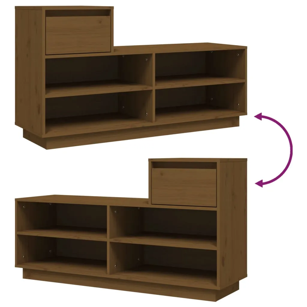 Shoe Cabinet Honey Brown 110x34x61 cm Solid Wood Pine