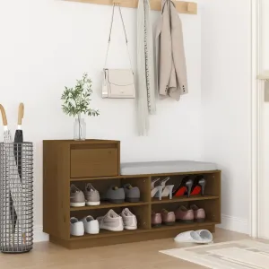 Shoe Cabinet Honey Brown 110x34x61 cm Solid Wood Pine