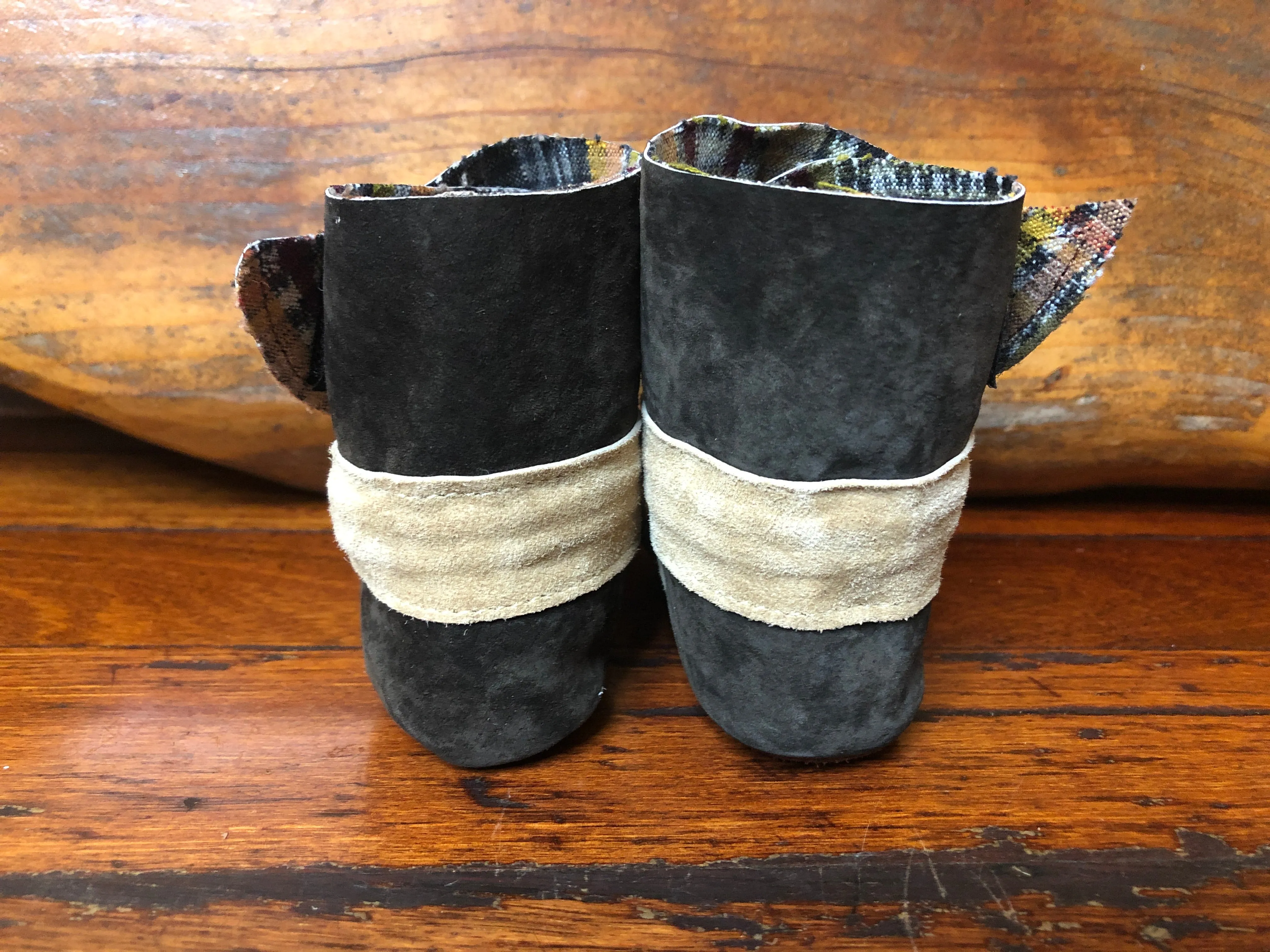 Size 19 Baby Ninja Boots - Black and Grey Diamonds