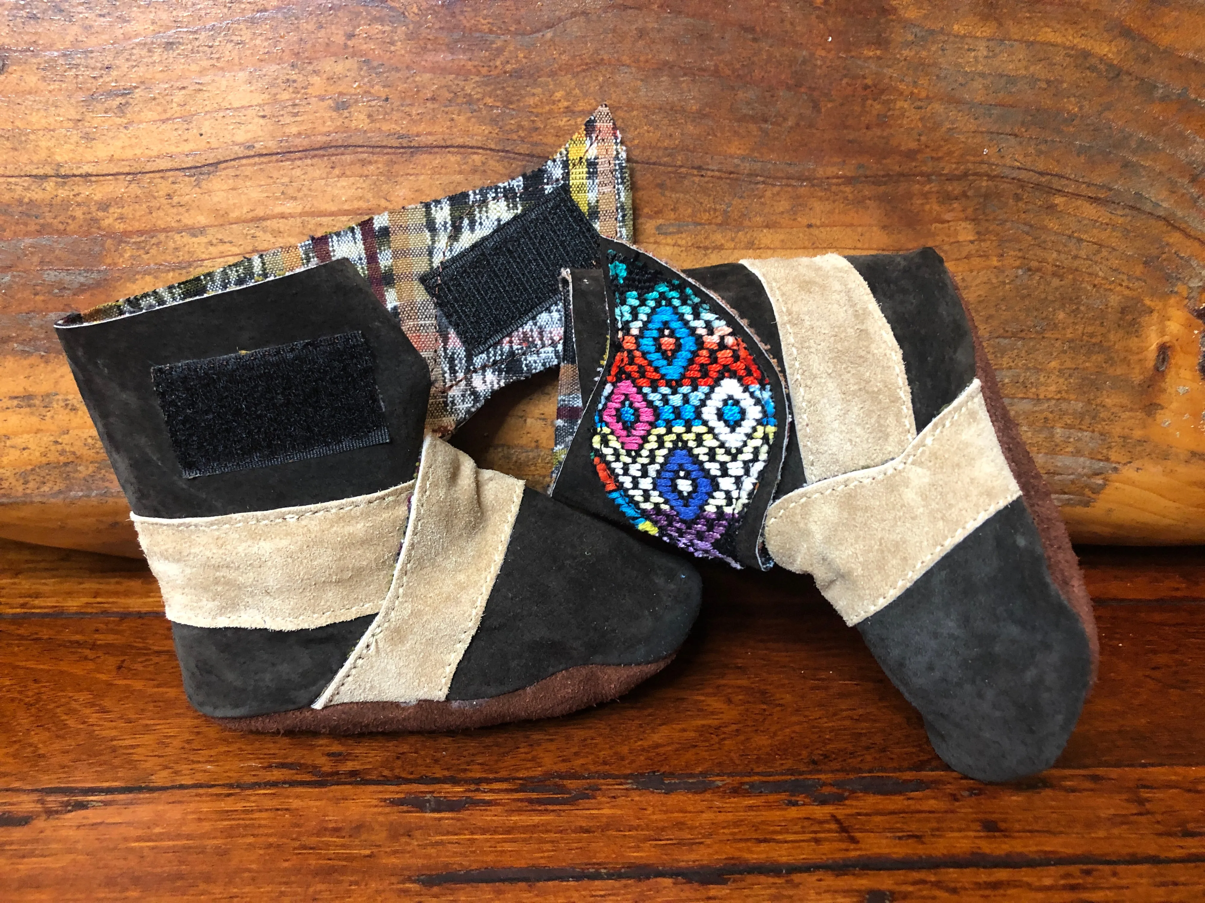 Size 19 Baby Ninja Boots - Black and Grey Diamonds