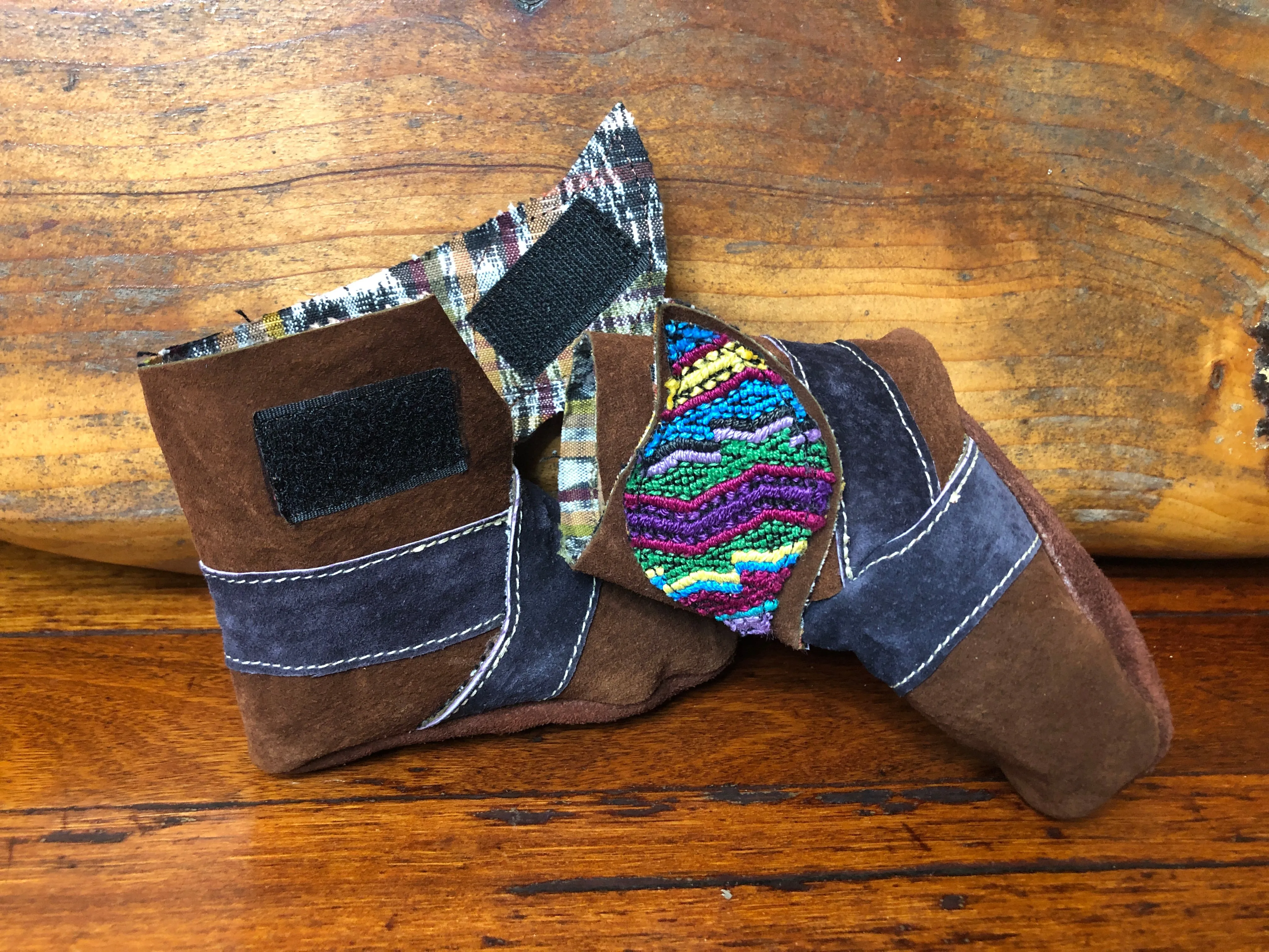 Size 19 Baby Ninja Boots - Brown and Black Aztec