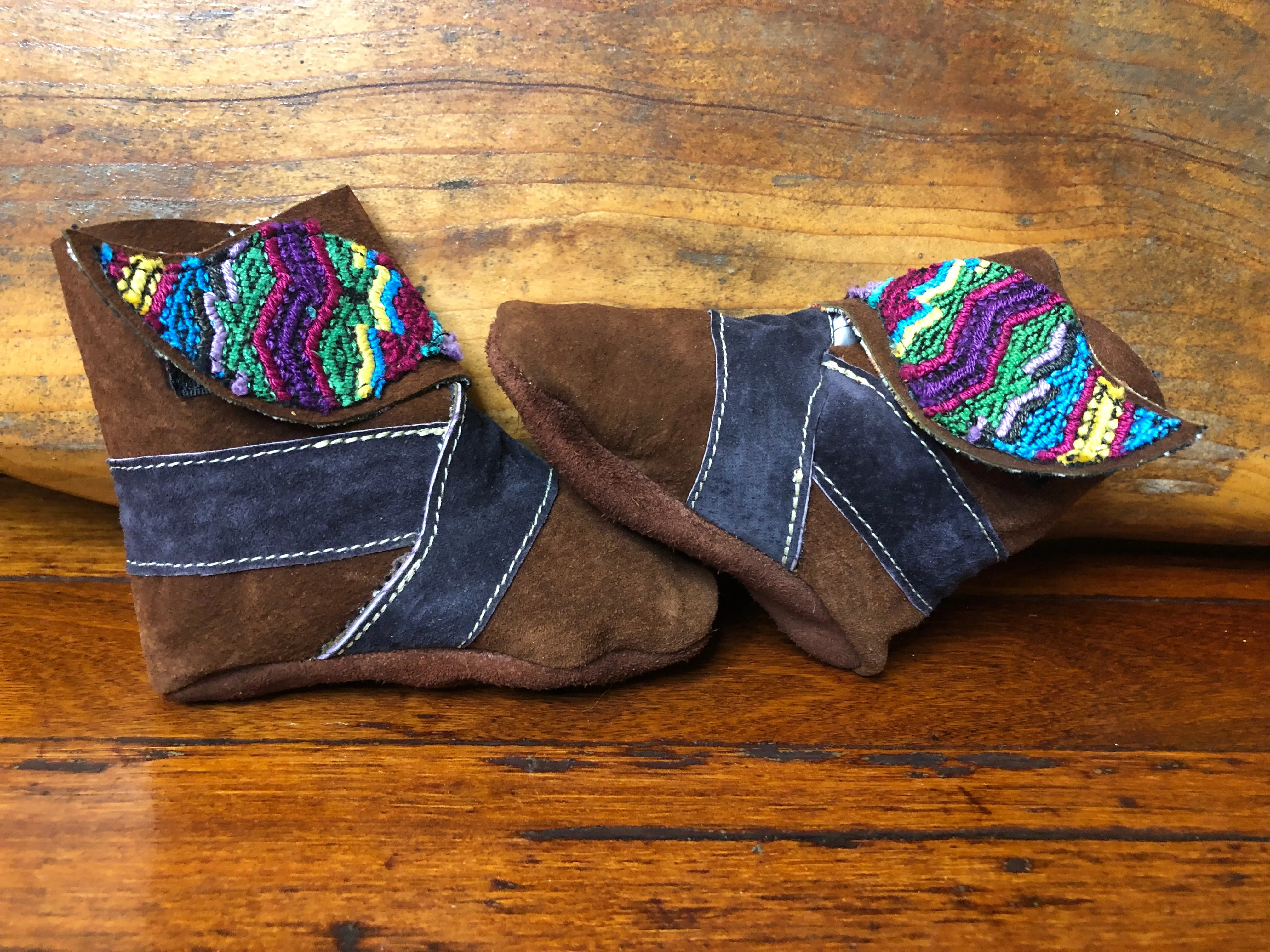 Size 19 Baby Ninja Boots - Brown and Black Aztec