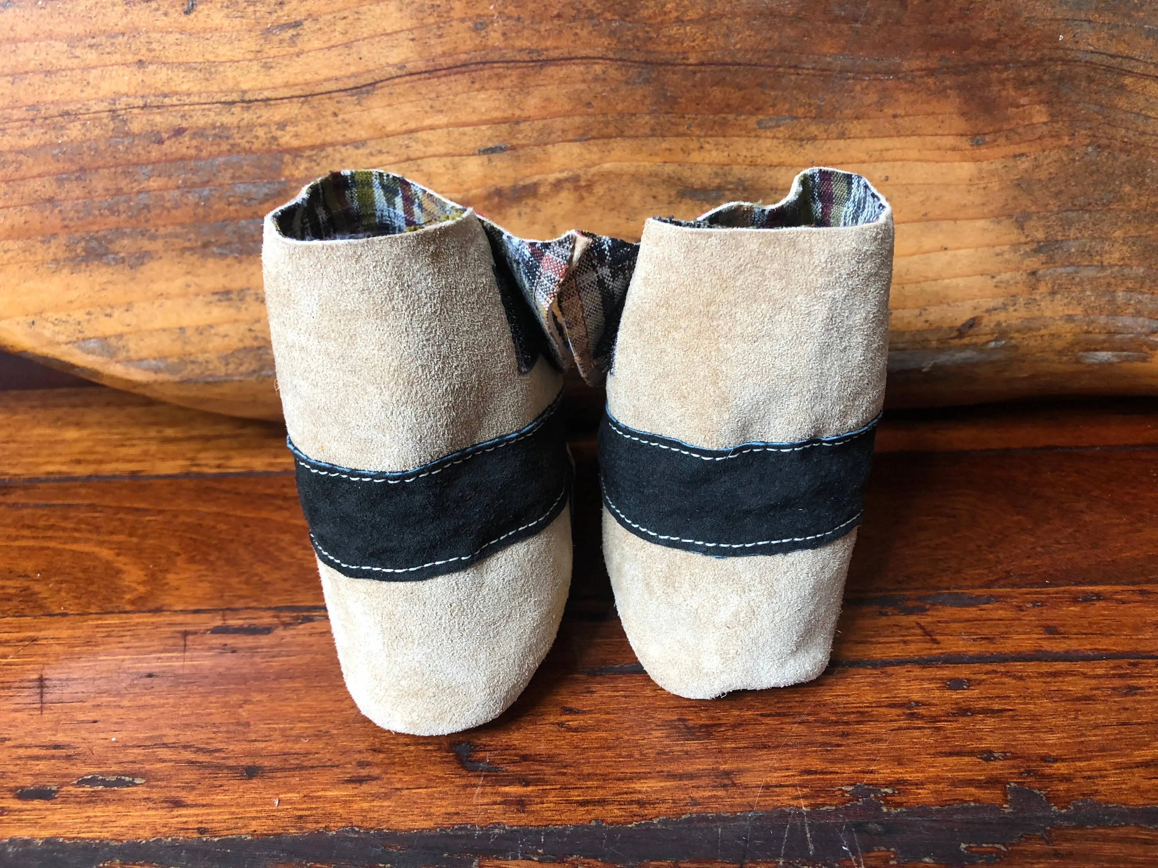Size 23 Baby Ninja Boots - Tan, Black Fluoro Rose