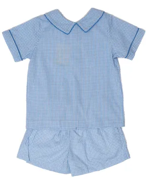 Steven Blue Check Shorts Set