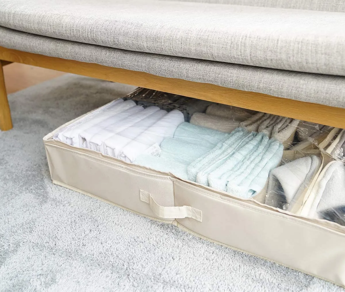 StorageManiac Large Underbed 12-Pair Shoe Organizer with Clear Cover for Storage Space Saver