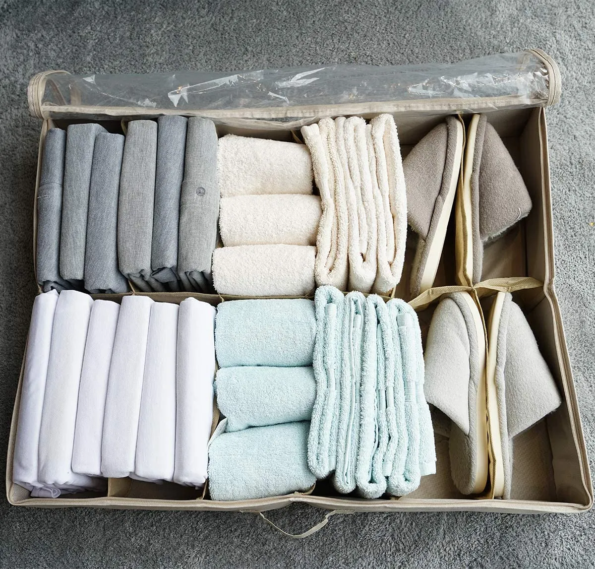 StorageManiac Large Underbed 12-Pair Shoe Organizer with Clear Cover for Storage Space Saver