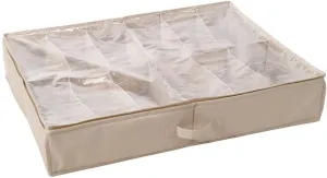 StorageManiac Large Underbed 12-Pair Shoe Organizer with Clear Cover for Storage Space Saver