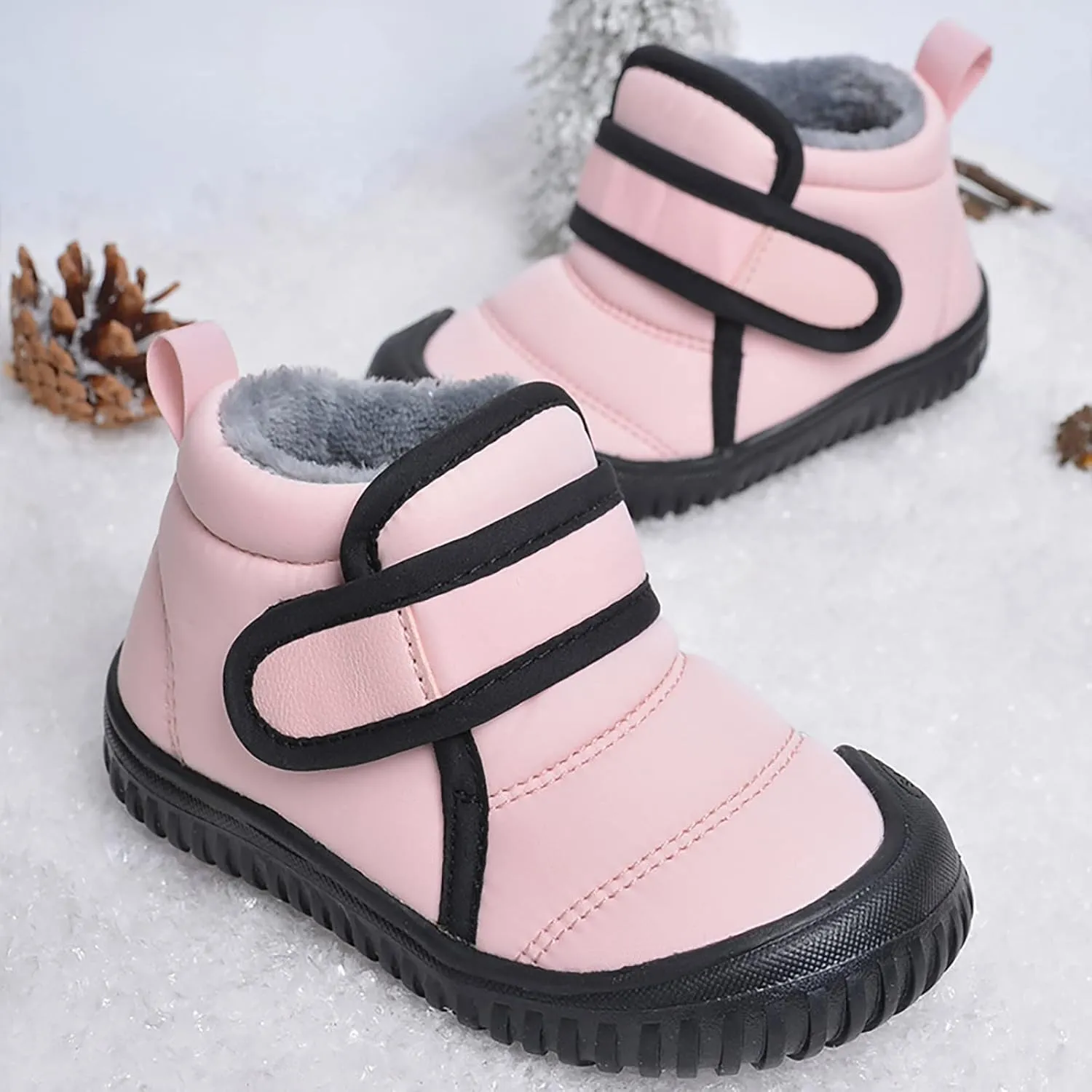 Toddler Unisex Winter Snow Boots Boys Girls Cold Weather Faux  Thermal Lined Winter Anti Boots for Girls Color