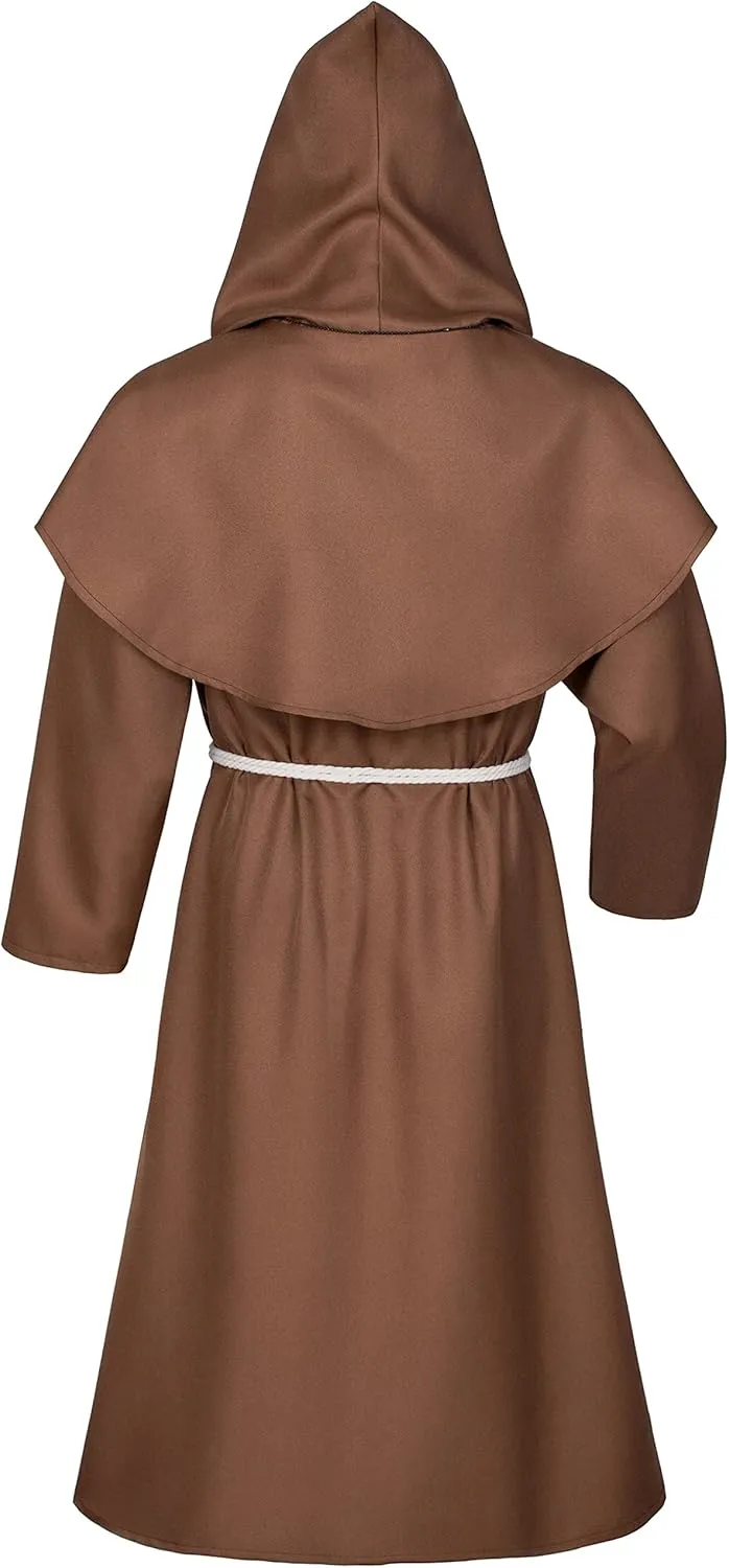 TOKYO REVENGERS Medieval Renaissance Monk Friar Priest Wizard Cloak Hooded Robe Cosplay Belt Necklace Set