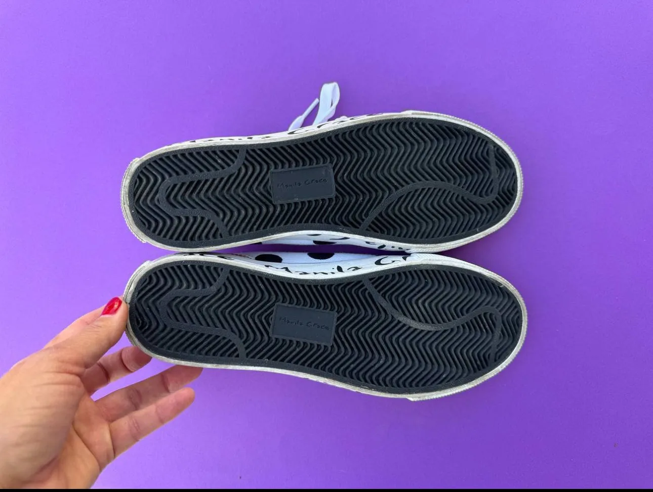 Vintage Manila Crace sneakers, Polka dot Canvas Womens Trainers. Size 41 9 1/2 size US. Casual sneakers.