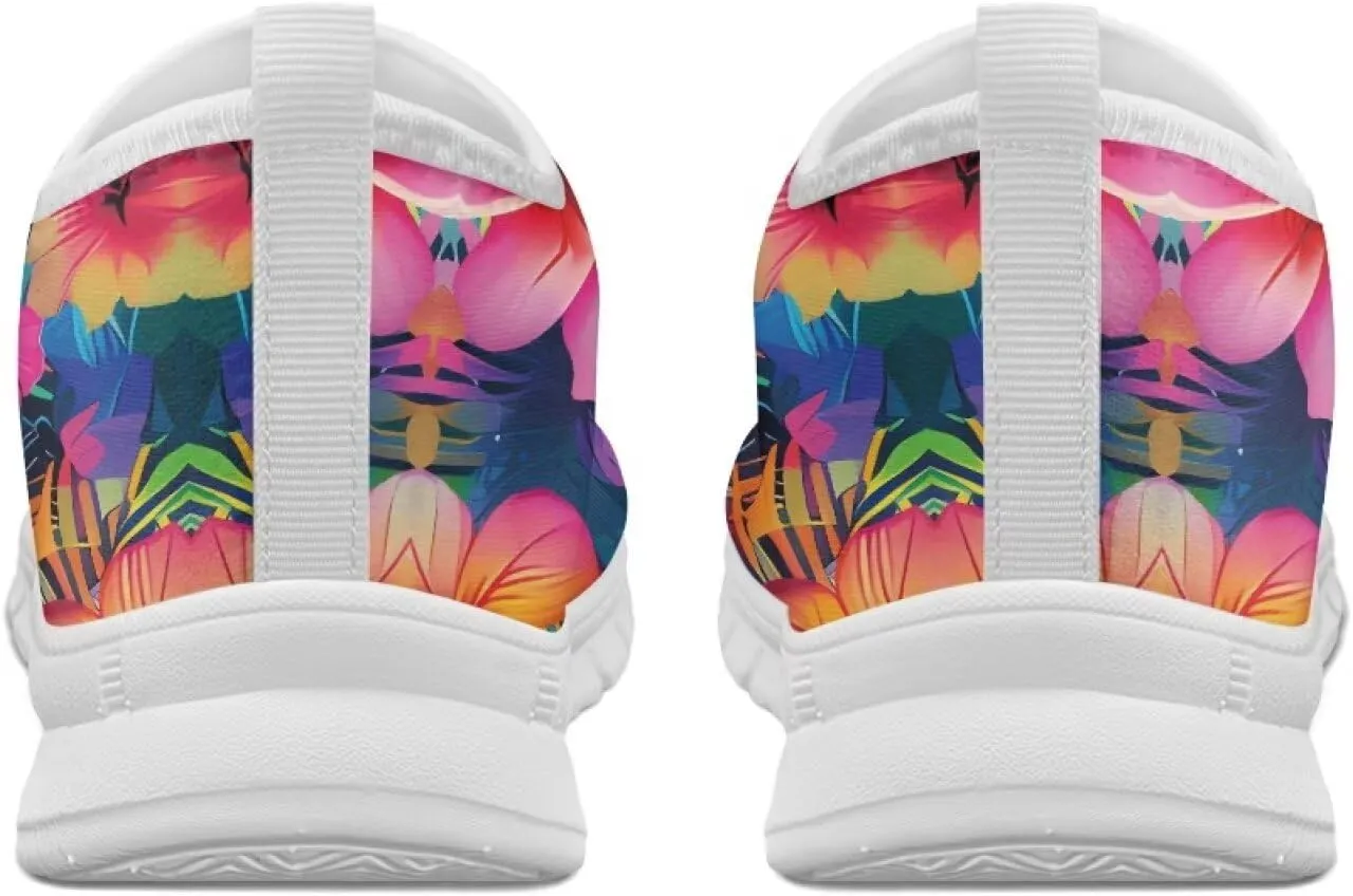 Women's Floral Print Sneaker Casual Low Top Soft Running Shoes Slip On Non Slip Lightweight Outdoor Walking Sneaker for Ladies US 5.5-11.5