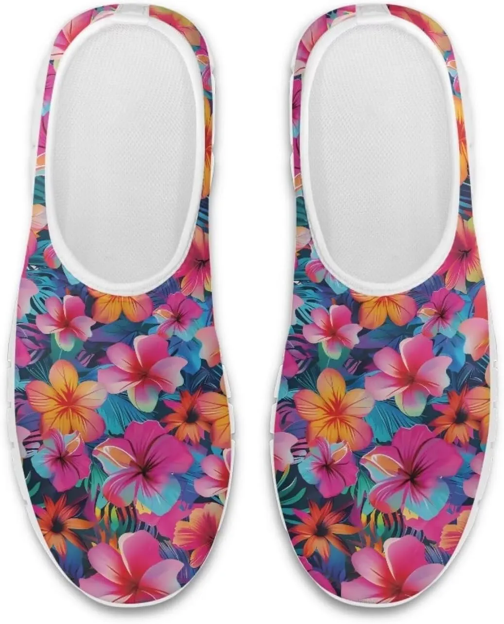 Women's Floral Print Sneaker Casual Low Top Soft Running Shoes Slip On Non Slip Lightweight Outdoor Walking Sneaker for Ladies US 5.5-11.5