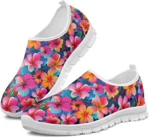 Women's Floral Print Sneaker Casual Low Top Soft Running Shoes Slip On Non Slip Lightweight Outdoor Walking Sneaker for Ladies US 5.5-11.5