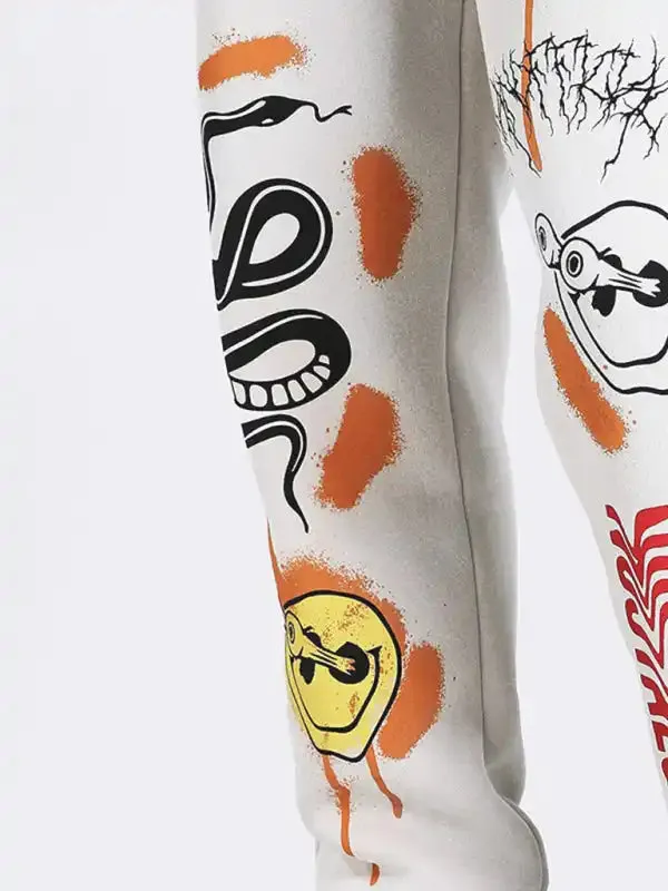 Women’s Halloween Print Tie High Waist Trousers