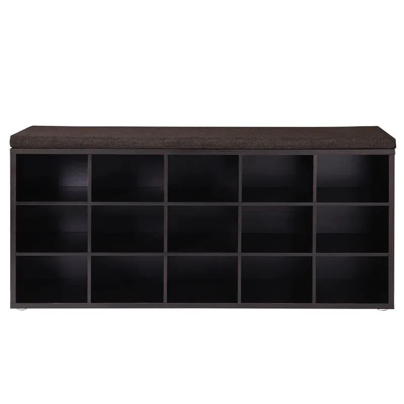 Wooden Shoe Storage 15 Pair Shoe Storage Bench